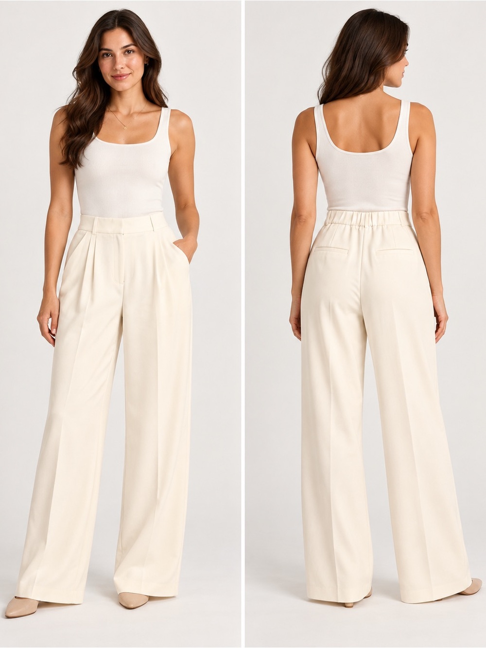 Abercrombie & Fitch Sloane Tailored Wide Leg Pants Cream Ivory Size 30 Long NWT